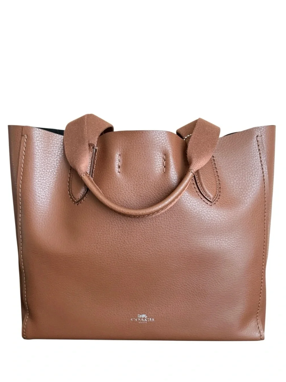 Coach Derby Tote Pebble Leather Saddle Black